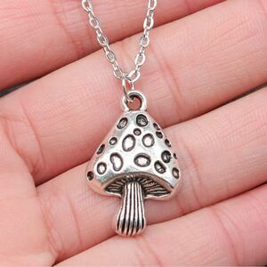 Silver Plated Retro Mushroom Necklace